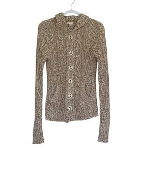 DKNY Jeans Chunky Cable Knit Cardigan Button Down Sweater Size S